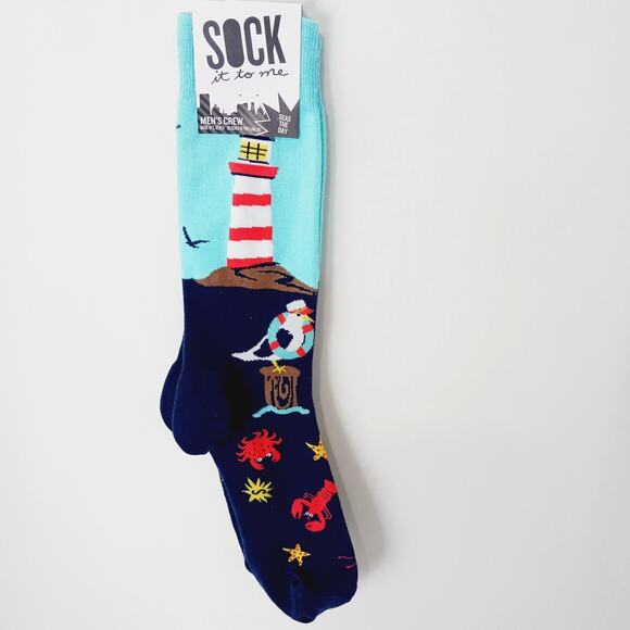 Sock It To Me Crew Men Women Lighthouse Seagull Crab Lobster Sea Ocean NWT NEW - Picture 1 of 11